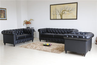 Regency 6 Seat Classic Chesterfield Sofa Set - Gunmetal
